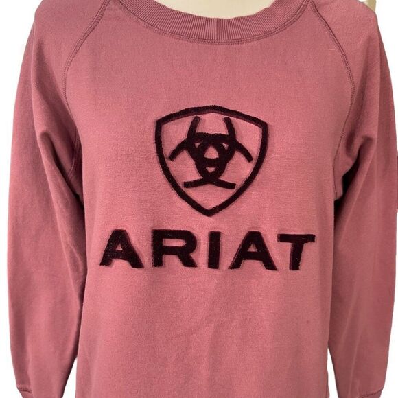 Ariat Women's Benicia Sweatshirt Raised Velvet Logo Blush Rose Size Medium - Picture 4 of 8